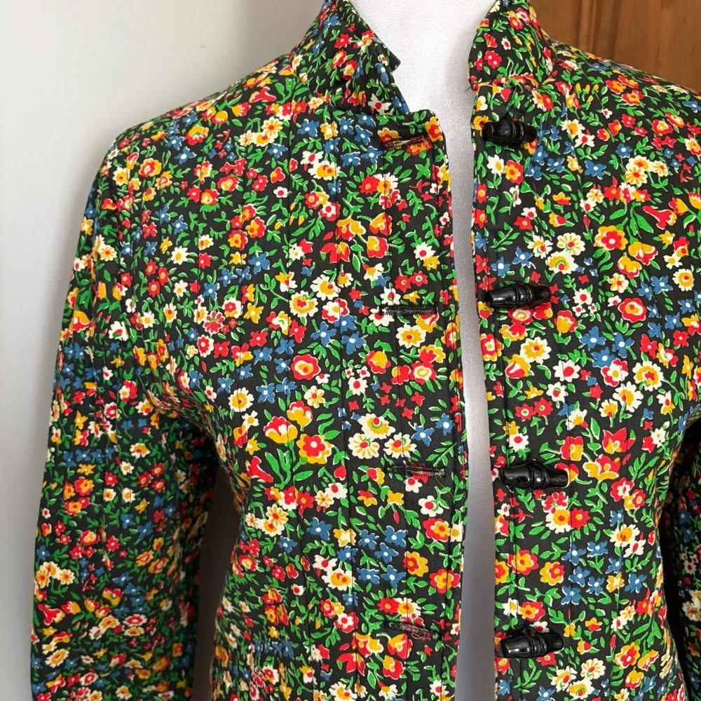 Vintage Handmade 1970s Small ? Boho Cottagecore Floral Hippie Quilted Jacket - Picture 2 of 6